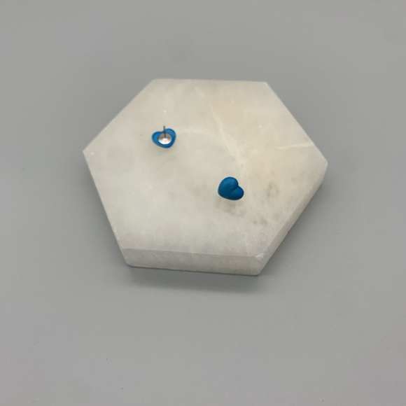 Vintage Blue Heart Earrings. Good Condition. - Picture 3 of 3